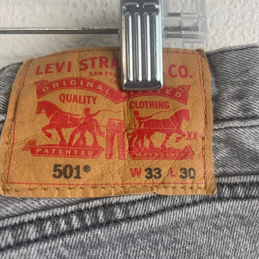 Levis 501 Original Fit Gray Straight Leg Button Fly Jeans 33x30 (actual 33x28)